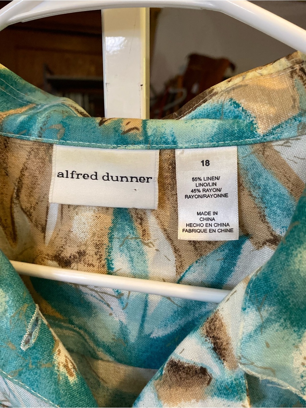 Alfred Dunner Teal and Brown Floral Button-Front Shirt Jacket - Picture 4 of 4
